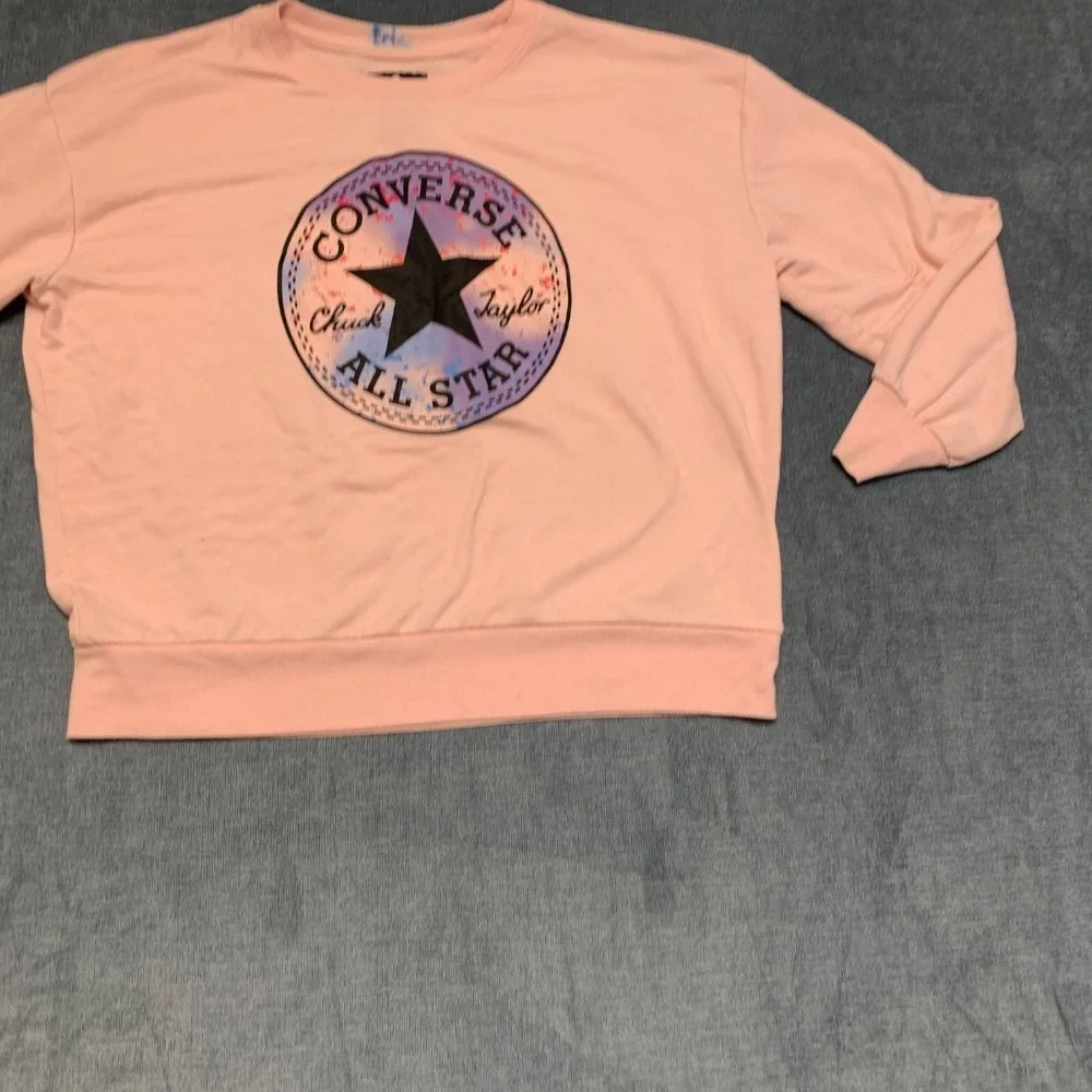 Converse Chuck Taylor All Star Sweatshirt Girls Large 12-13 Pink Fleece Lined